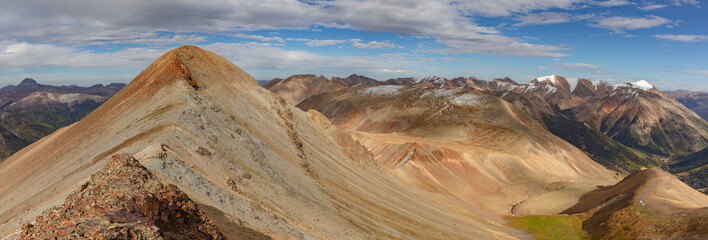 The ridge leading to the summit of colorful Colorado 13er UN13544 in the beautiful San Juan...