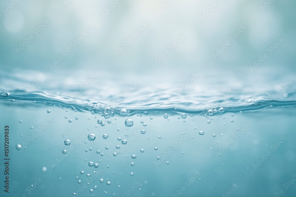 Poster a close up view of water surface with bubbles in an abstract scene