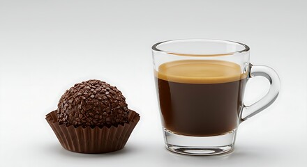 Coffee Espresso with Dark Chocolate Truffle Isolated on White Background Elegant Still Life for Gourmet Delight and Decadent Indulgence