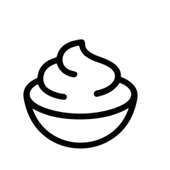 Outline Simple Minimalist Whipped Cream Bowl Line Art Food Icon