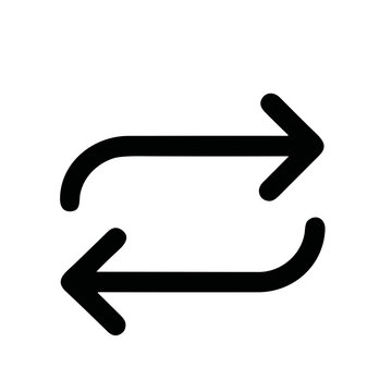 Simple Line Style Reversible Arrow Icon Shape, Directional Movement Element