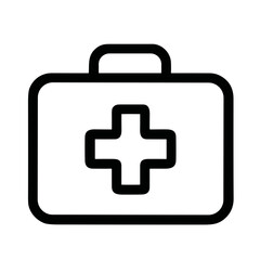 Simple Outline Line Art First Aid Kit Medical Bag Icon Graphic