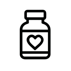 Outline Simple Medicine Bottle Heart Shape Symbol Healthcare Icon