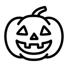 Outline Minimalist Halloween Pumpkin With Smiling Face Holiday Illustration