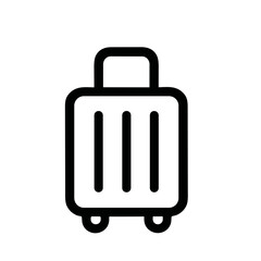 Minimalist Line Art Suitcase with Wheels Travel Baggage Element Illustration