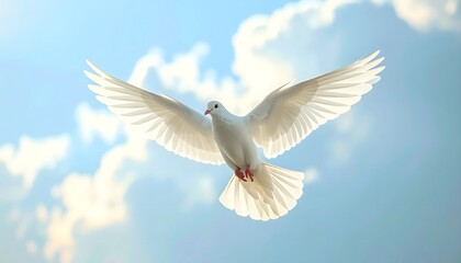 Obraz premium Soaring Dove Against Bright Sky – Freedom and Hope Concept