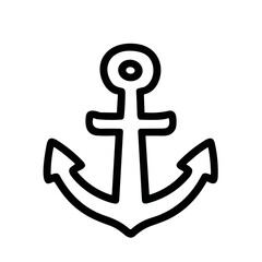 Simple Outline Black Line Drawing Anchor Nautical Maritime Symbol Icon