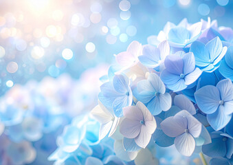 綺麗な青い紫陽花の花の背景素材