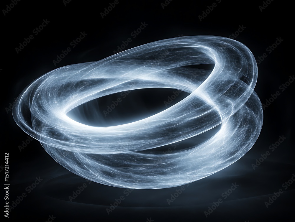 Poster abstract luminous torus shape isolated on black background space rendering
