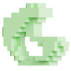 Crescent Voxel Loop Geometry 3D Ilustration