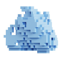 Folded Mass Voxel Object 3D Ilustration