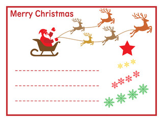 Fototapeta premium クリスマス■サンタクロース＆トナカイ＆ツリーのメッセージカード■クリスマスカード