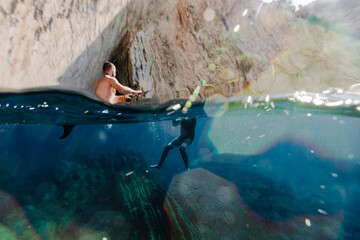 Exploring Sea Cave from Above and Below