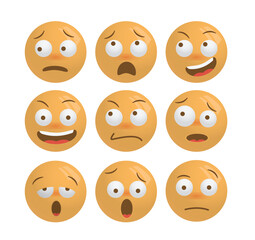 Emotional face emoji icons in different moods