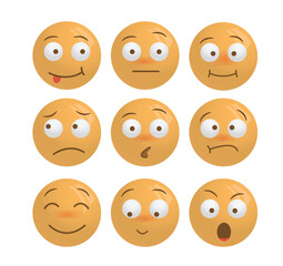 Emotional face emoji icons in different moods
