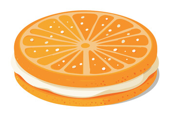 Whole Orange Biscuit Cake Citrus - Vector Illustration