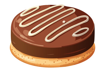 Chocolate Biscuit Cake with White Icing - Vector Illustration