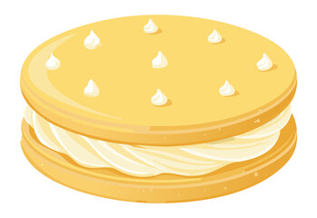 Creamy Pancake with Whipped Topping Dots - Vector Illustration