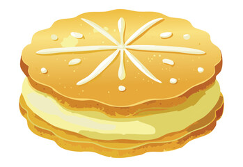Sweet Pancake with White Icing Pattern - Vector Illustration