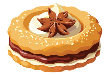 Sweet Dessert Cookie with Exotic Spice - Vector Illustration