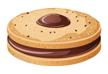 Chocolate Biscuit Sandwich with Sprinkles - Vector Illustration