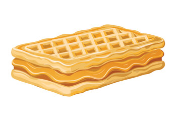 Square Waffle Biscuit with Chocolate Layers - Vector Illustration