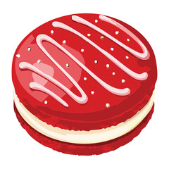 Red Velvet Biscuit Cake White Drizzle - Vector Illustration