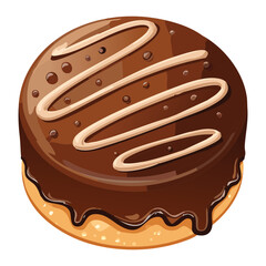 Chocolate Biscuit Cake White Drizzle - Vector Illustration