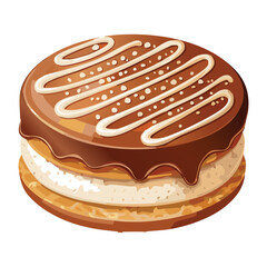Chocolate Biscuit Cake with Neat Drizzle - Vector Illustration