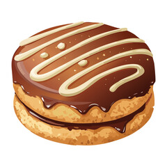 Chocolate Biscuit Cake with White Drizzle Sprinkles - Vector Illustration