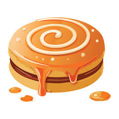 Orange Biscuit Cake with Spiral Icing - Vector Illustration