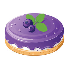 Blueberry Biscuit Cake with Fresh Mint - Vector Illustration