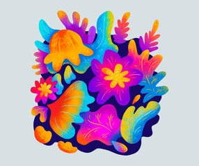 Colorful abstract floral illustration on a light background