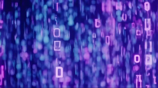 Abstract Digital Data Stream Background, Binary Code Bokeh Effect Futuristic Technology