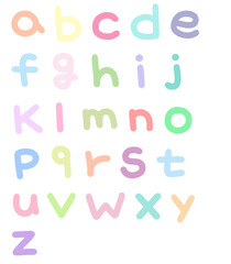 Pastel English Lowercase Alphabet Set. Design Decorative Elements.
