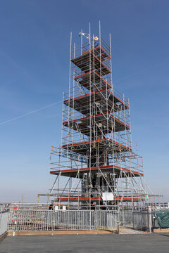 tower behind scaffolding