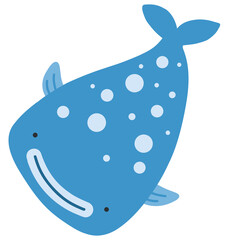 Cute Spotted Blue Whale – Ocean Animal Flat Vector Illustration