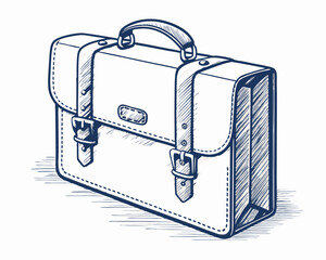 Create a vector illustration of a bold-stroked briefcase held by a hand.  The style should be clean and modern.