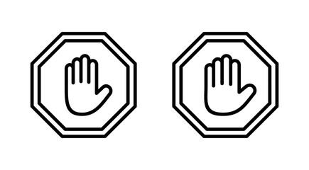 Stop icon vector. stop road sign. hand stop sign and symbol. Do not enter stop red sign with hand