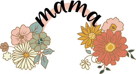Mama Floral Rainbow PNG