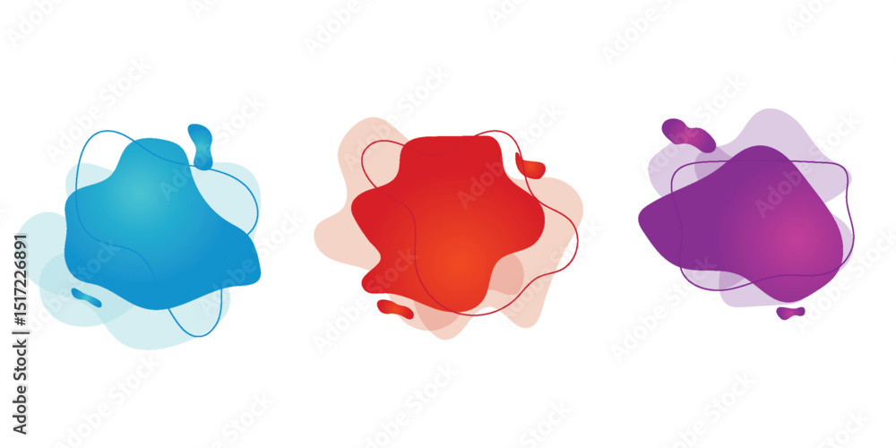 Poster set of liquid color abstract geometric shapes. fluid gradient elements for minimal banner, logo, soc