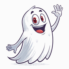 Create a vector illustration of a friendly, cartoon ghost with bold, wavy outlines.  The ghost should have a cheerful expression.