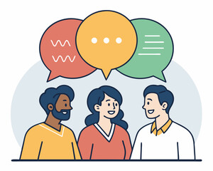 Create a bold, vector illustration of a group chat bubble icon with a thick outline, suitable for app interfaces.