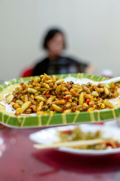 Stir-fried silkworm pupae
