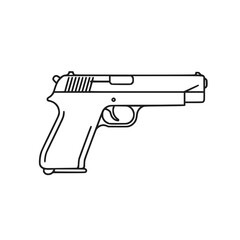 Handgun Pistol Weapon Firearm Security Outline Vector Graphic Isolated
