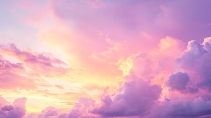 Clouds at Sunset with Pink and Golden Light Shines Through