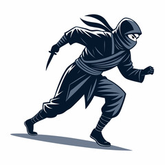 Obraz premium Design a bold, vector illustration of a stealthy ninja ghost, emphasizing strong black outlines and a spooky, yet dynamic pose.