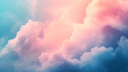 Fototapeta premium Dreamy Clouds in Pastel Sky Abstract Background