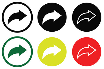 Share and Forward Icons Collection – Flat Arrow, Link, and Network Connection Symbols Set
