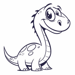 Adorable Cartoon Dinosaur Illustration with Big Eyes and a Friendly Smile © Masho